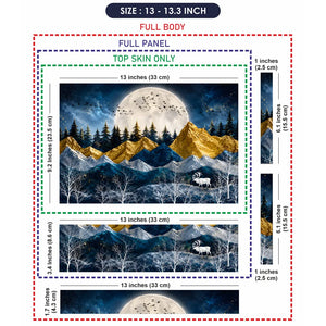 Gold Mountains Deer Moon Birds Laptop Skin - View 6