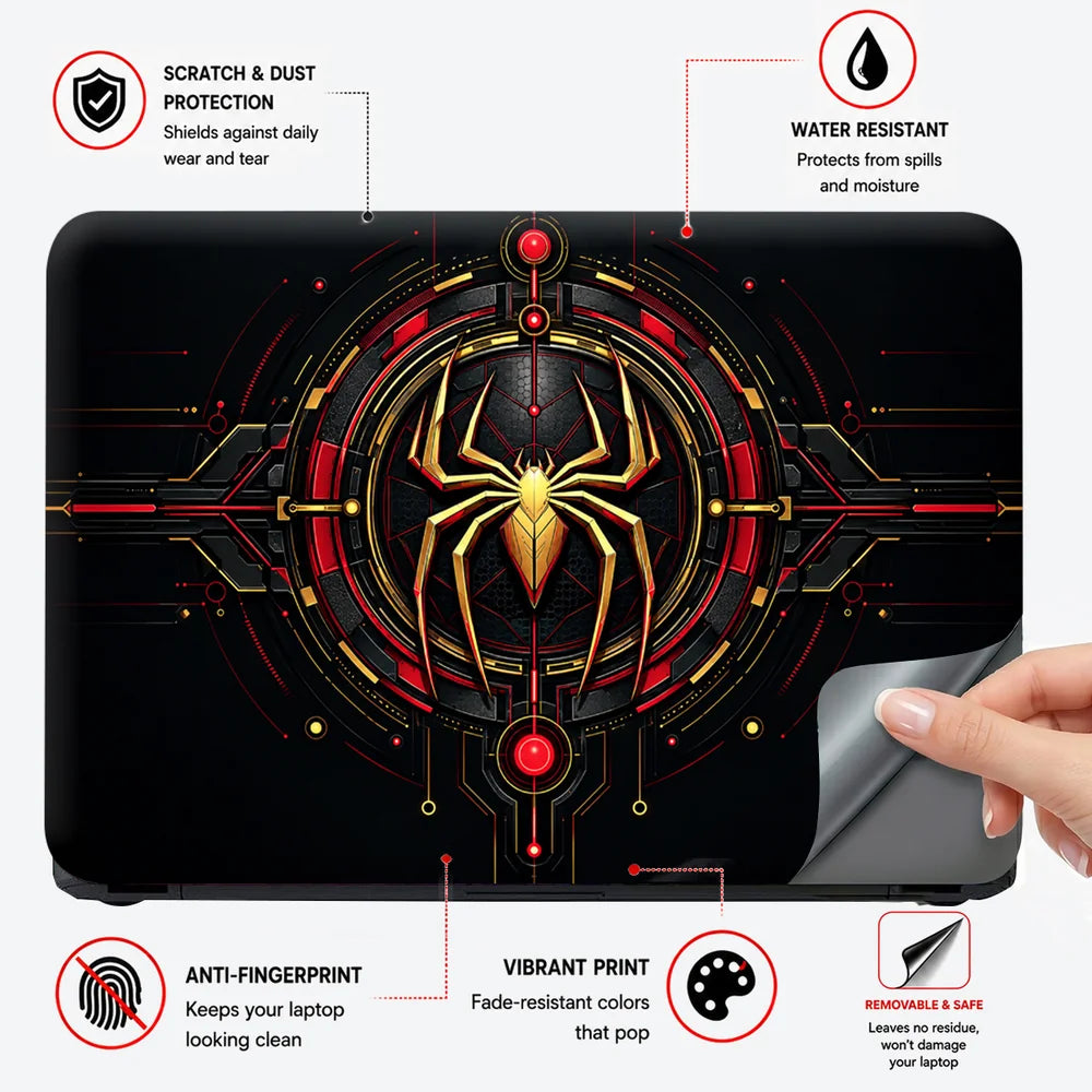 Golden Spider Tech Emblem Laptop Skin - View 4