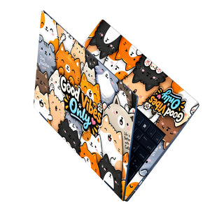 Good Vibes Only Kawaii Cats Laptop Skin - View 2