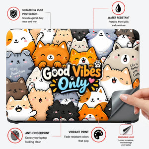 Good Vibes Only Kawaii Cats Laptop Skin - View 4