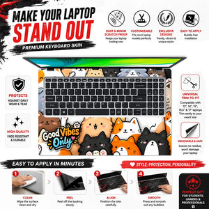 Good Vibes Only Kawaii Cats Laptop Skin - View 5