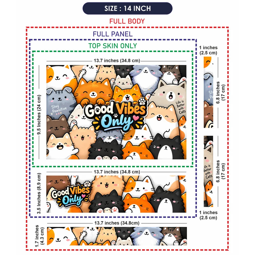 Good Vibes Only Kawaii Cats Laptop Skin - View 7