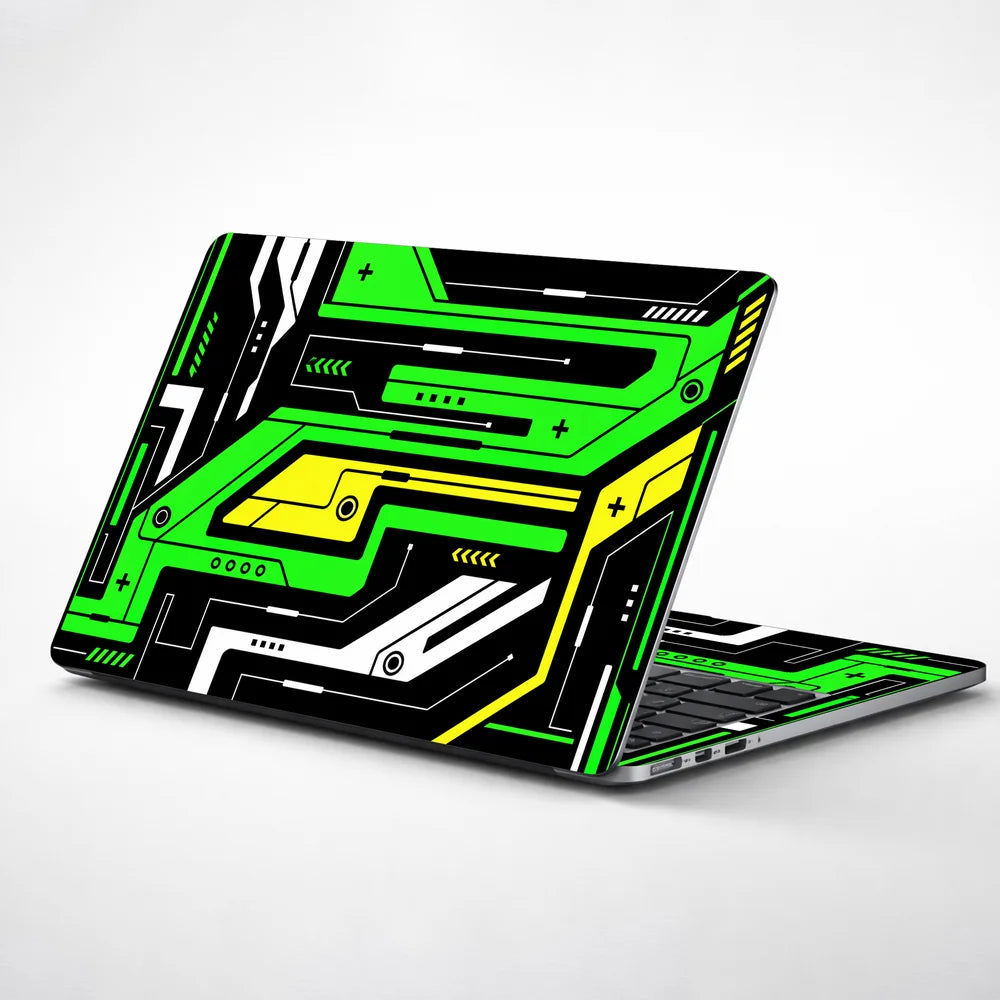 Green Circuit Board Flat Laptop Skin - View 1