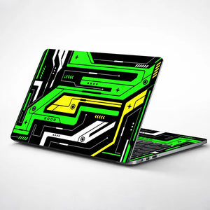 Green Circuit Board Flat Laptop Skin - View 1