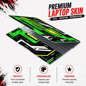 Green Circuit Board Flat Laptop Skin - View 3