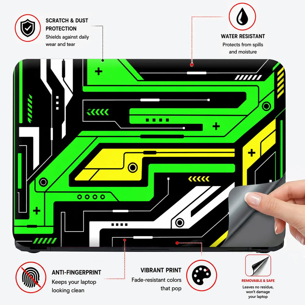 Green Circuit Board Flat Laptop Skin - View 4