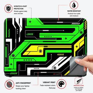 Green Circuit Board Flat Laptop Skin - View 4