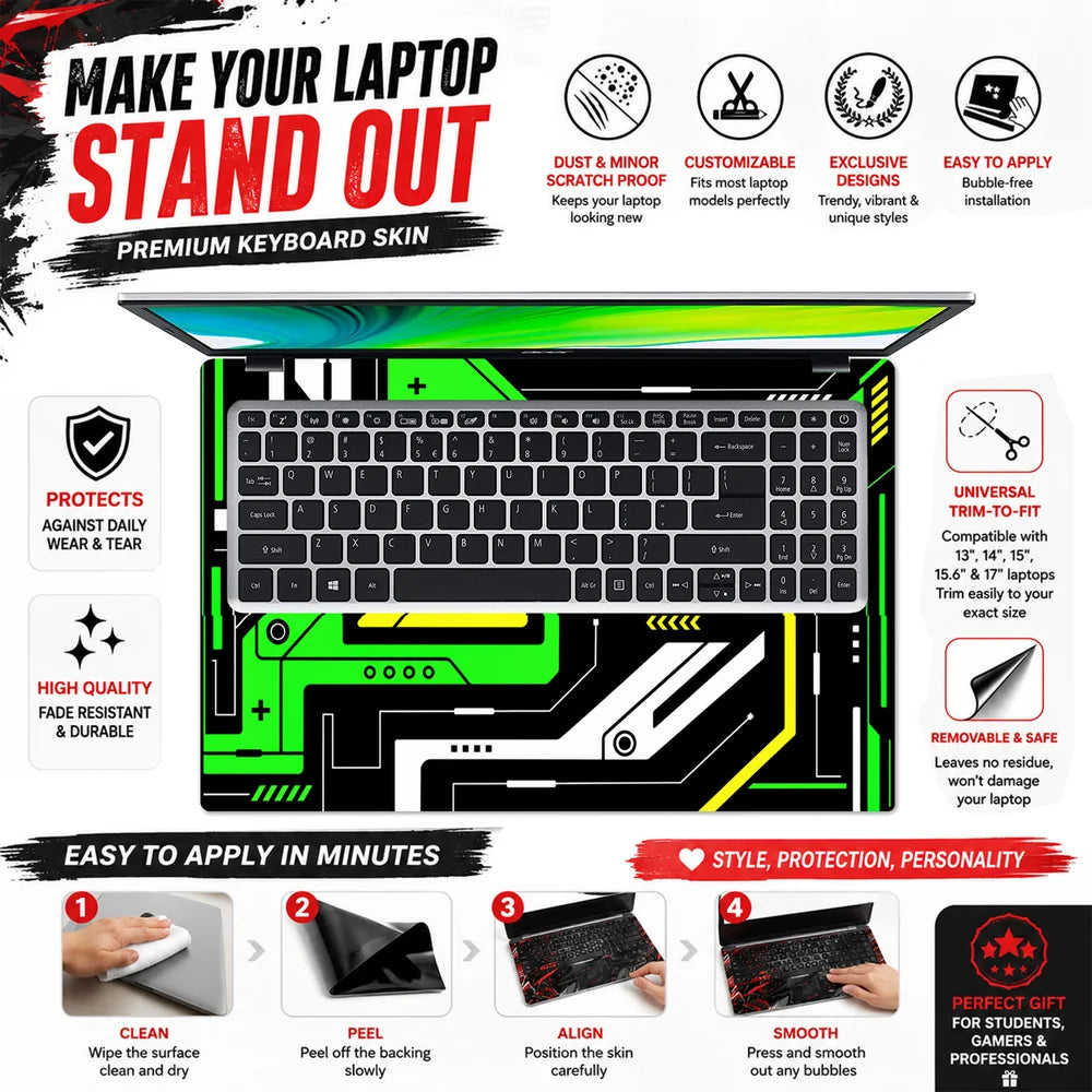 Green Circuit Board Flat Laptop Skin - View 5