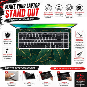 Green Gold Leaves Luxury Laptop Skin - View 5