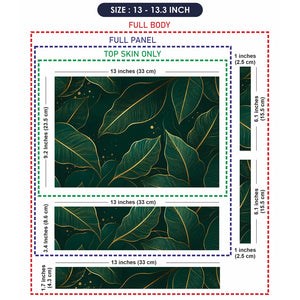 Green Gold Leaves Luxury Laptop Skin - View 6