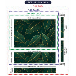 Green Gold Leaves Luxury Laptop Skin - View 8