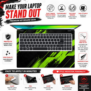Green Grunge Diagonal Stripes Laptop Skin - View 5