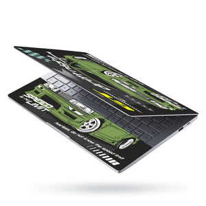 GT Drift Night Green Sports Car Laptop Skin - View 3