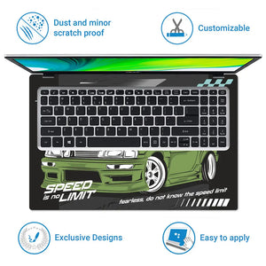 GT Drift Night Green Sports Car Laptop Skin - View 5