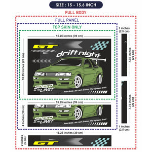 GT Drift Night Green Sports Car Laptop Skin - View 8