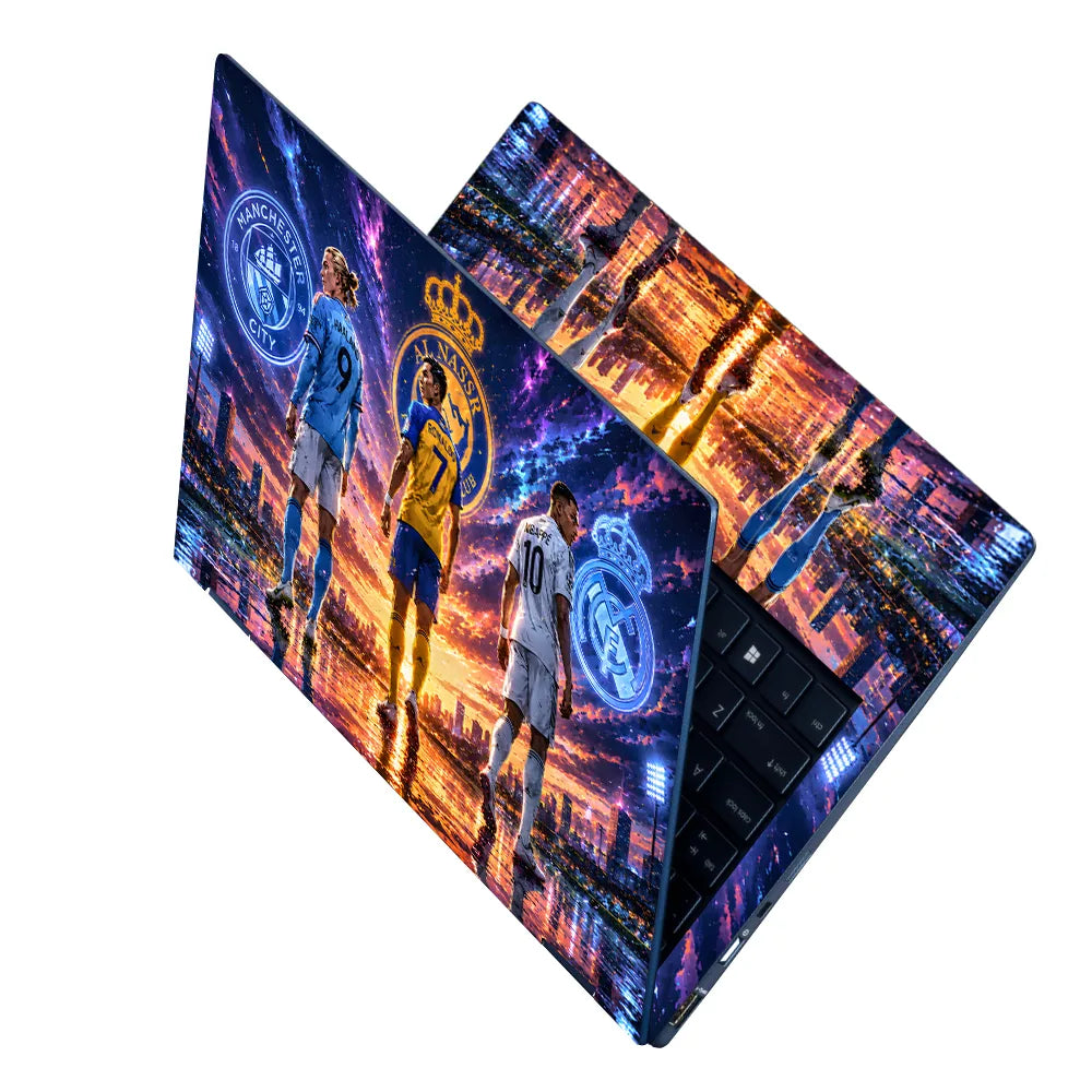 Haaland Ronaldo Mbappe Cosmic Laptop Skin - View 2