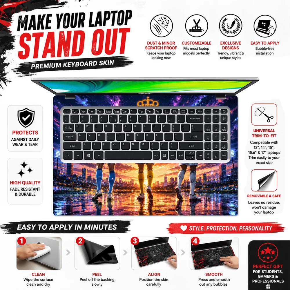 Haaland Ronaldo Mbappe Cosmic Laptop Skin - View 5