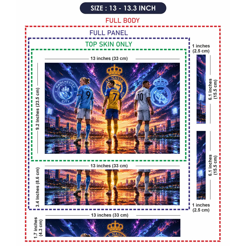 Haaland Ronaldo Mbappe Cosmic Laptop Skin - View 6