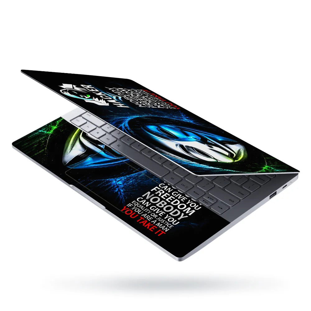 Hacker Mask Freedom Quote Laptop Skin - View 3