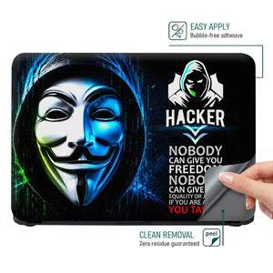 Hacker Mask Freedom Quote Laptop Skin - View 4