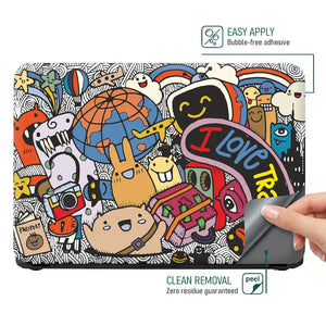 Hand Drawn Set of Travel Laptop Skin - View 4