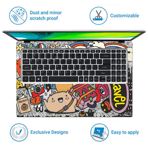 Hand Drawn Set of Travel Laptop Skin - View 5