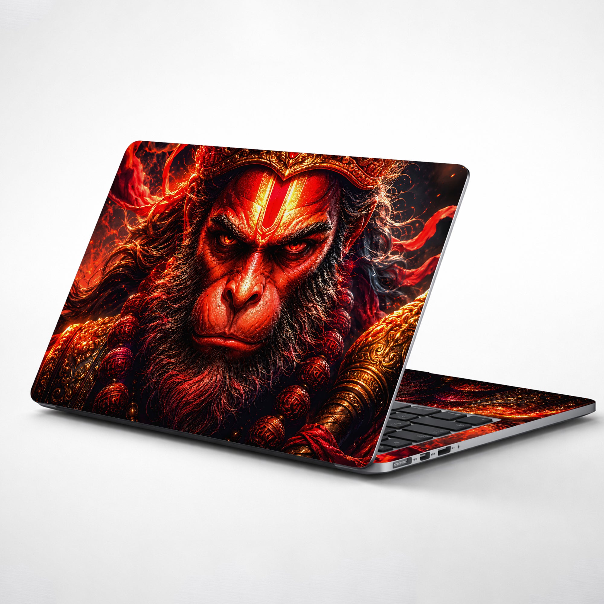 Hanuman Angry Crown Gold Red Laptop Skin - View 1