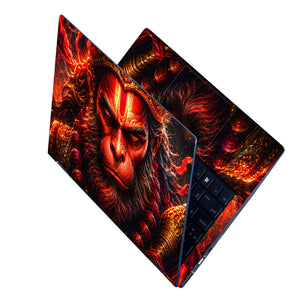 Hanuman Angry Crown Gold Red Laptop Skin - View 2