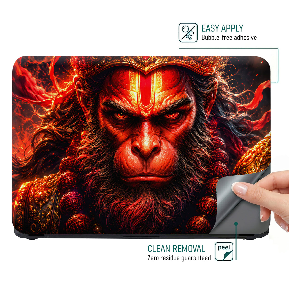 Hanuman Angry Crown Gold Red Laptop Skin - View 4