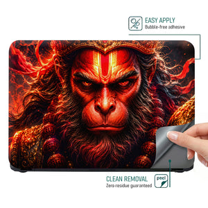 Hanuman Angry Crown Gold Red Laptop Skin - View 4