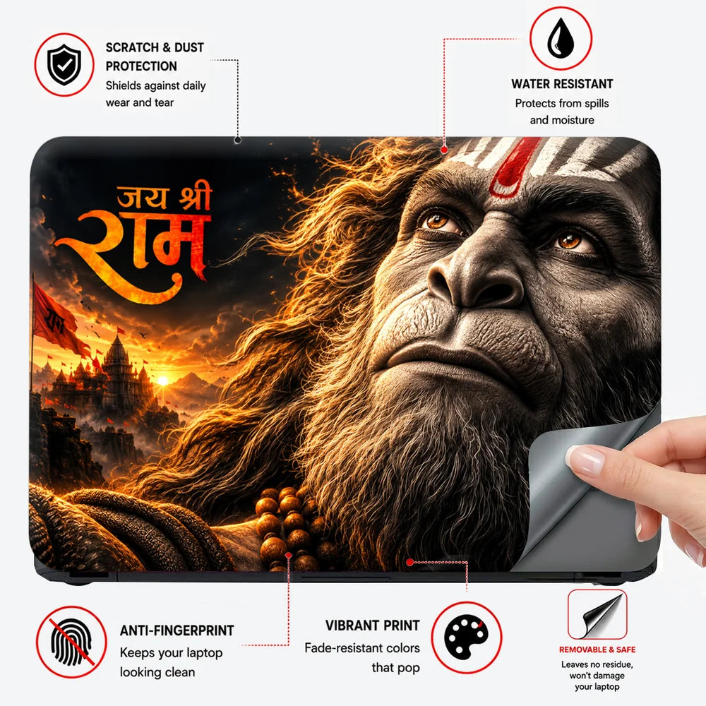 Hanuman Beneath the Golden Sunset Laptop Skin - View 4