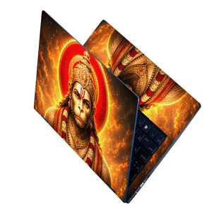 Hanuman Crowned Portrait Red Halo Fire Laptop Skin - View 2