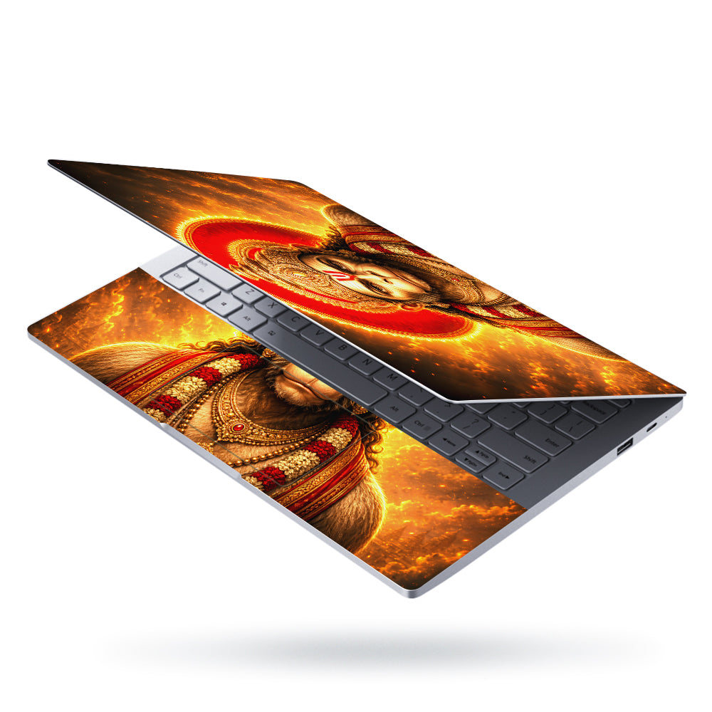 Hanuman Crowned Portrait Red Halo Fire Laptop Skin - View 3