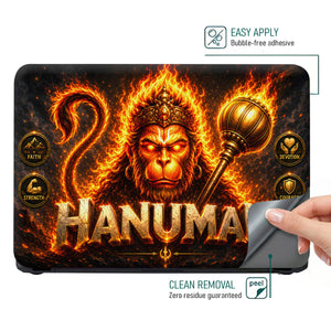 Hanuman Fiery Crowned Face with Gada Laptop Skin - View 4