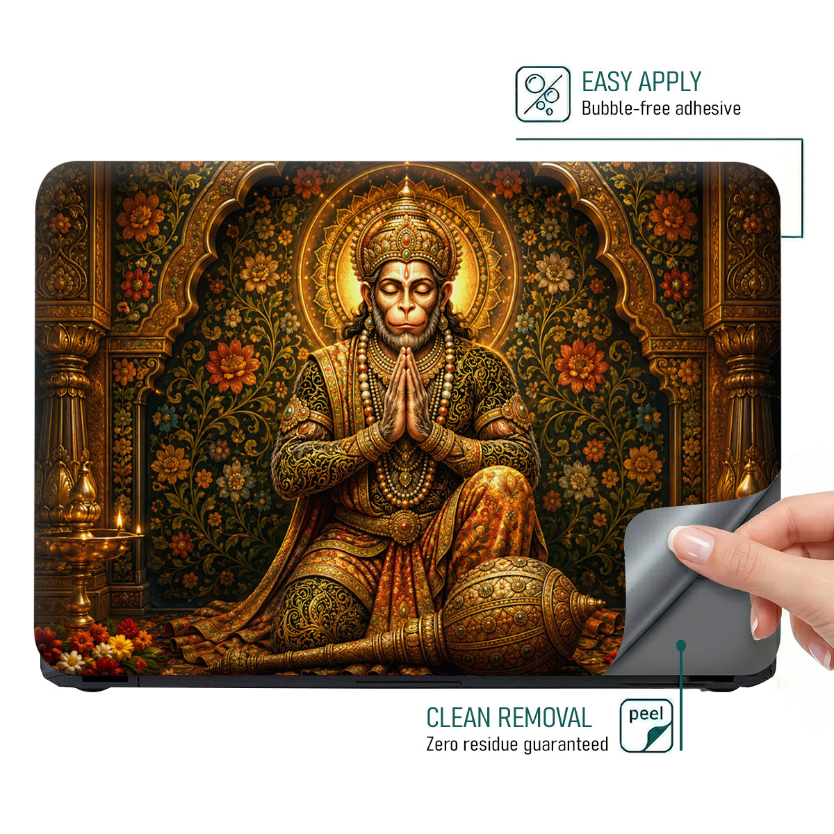 Hanuman Folded Hands in Golden Temple Laptop Skin - View 4
