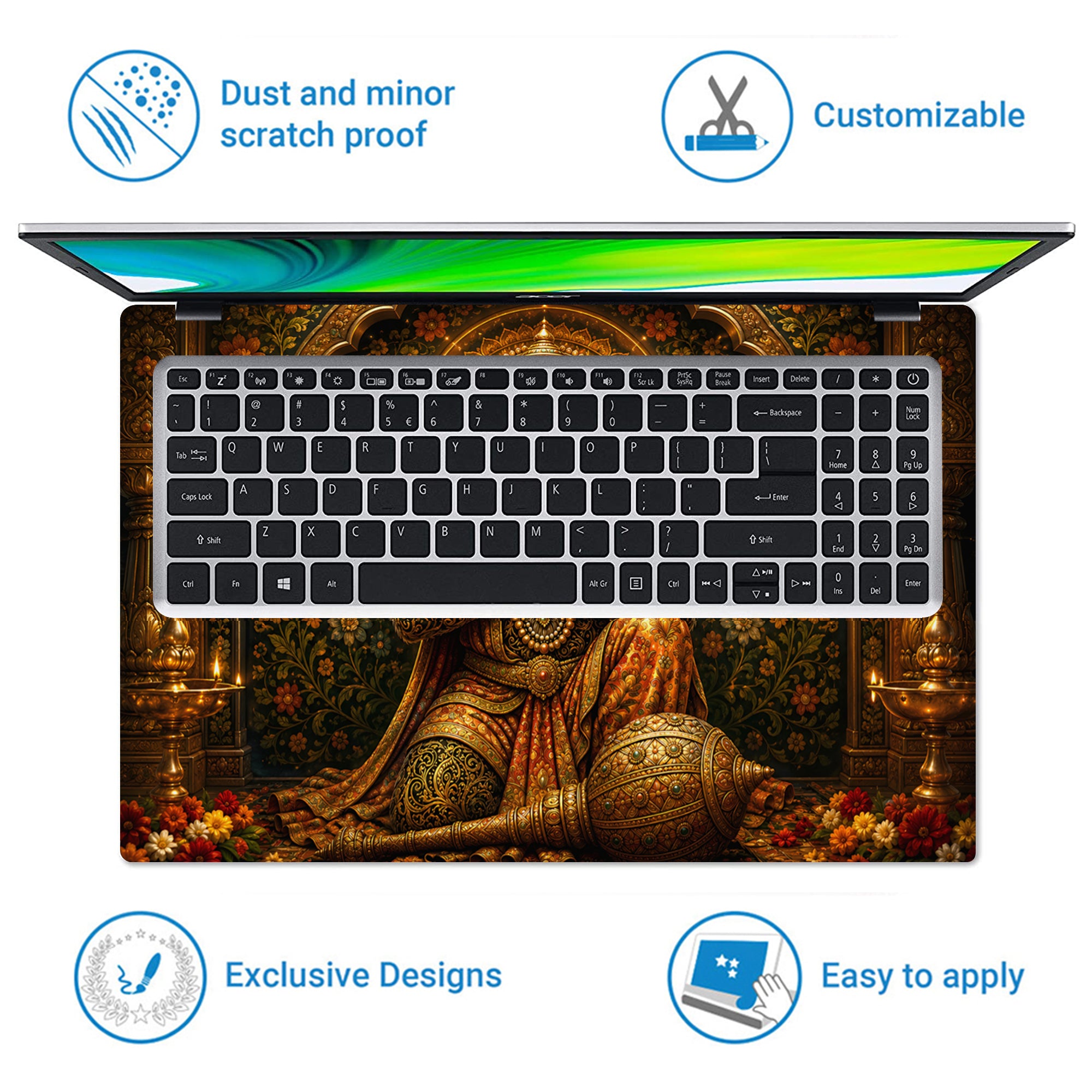 Hanuman Folded Hands in Golden Temple Laptop Skin - View 5