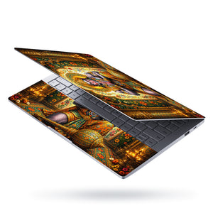 Hanuman Folded Hands Praying in Floral Arch Laptop Skin - View 3