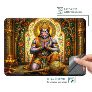 Hanuman Folded Hands Praying in Floral Arch Laptop Skin - View 4