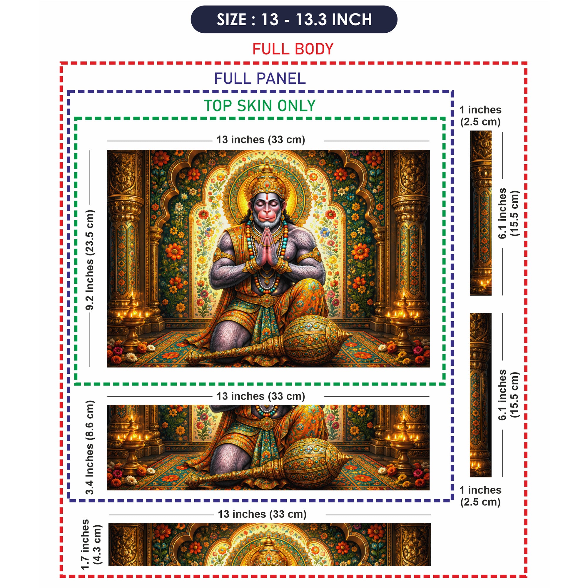 Hanuman Folded Hands Praying in Floral Arch Laptop Skin - View 6