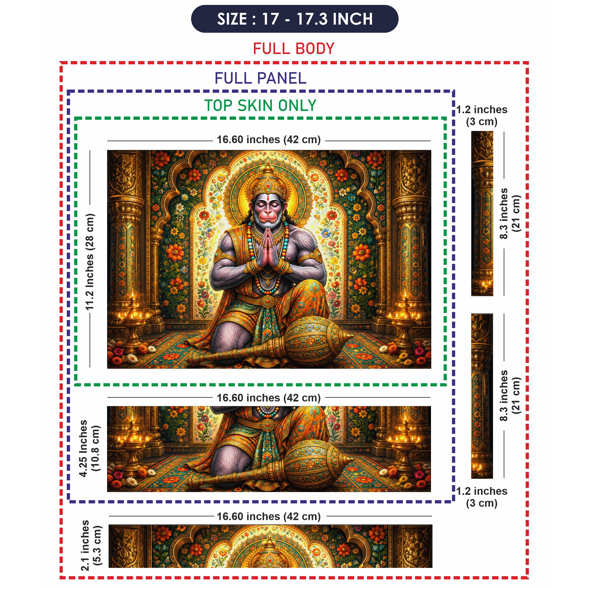 Hanuman Folded Hands Praying in Floral Arch Laptop Skin - View 9
