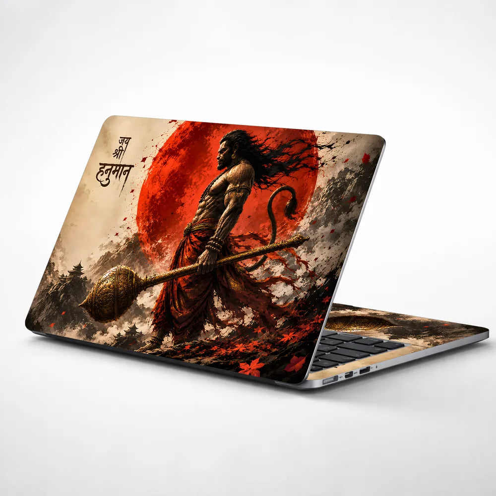 Hanuman Gada Red Sun Pagoda Laptop Skin - View 1