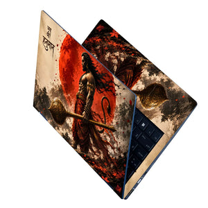 Hanuman Gada Red Sun Pagoda Laptop Skin - View 2