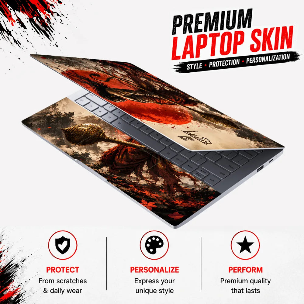 Hanuman Gada Red Sun Pagoda Laptop Skin - View 3
