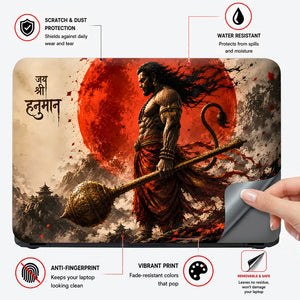 Hanuman Gada Red Sun Pagoda Laptop Skin - View 4