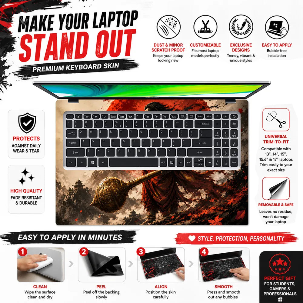 Hanuman Gada Red Sun Pagoda Laptop Skin - View 5