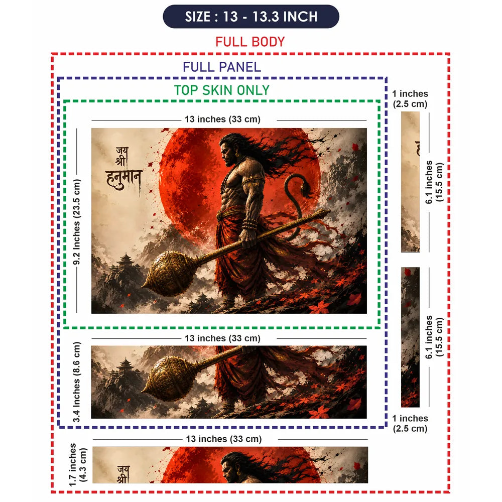 Hanuman Gada Red Sun Pagoda Laptop Skin - View 6