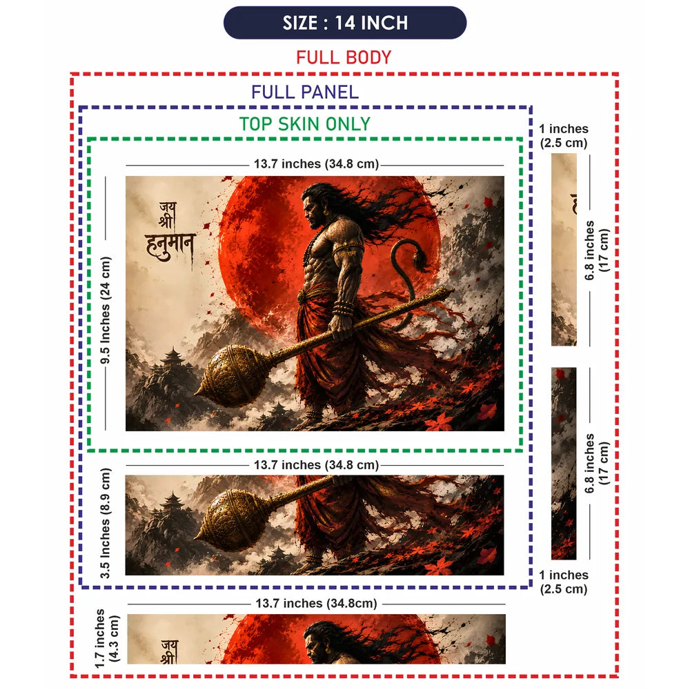 Hanuman Gada Red Sun Pagoda Laptop Skin - View 7
