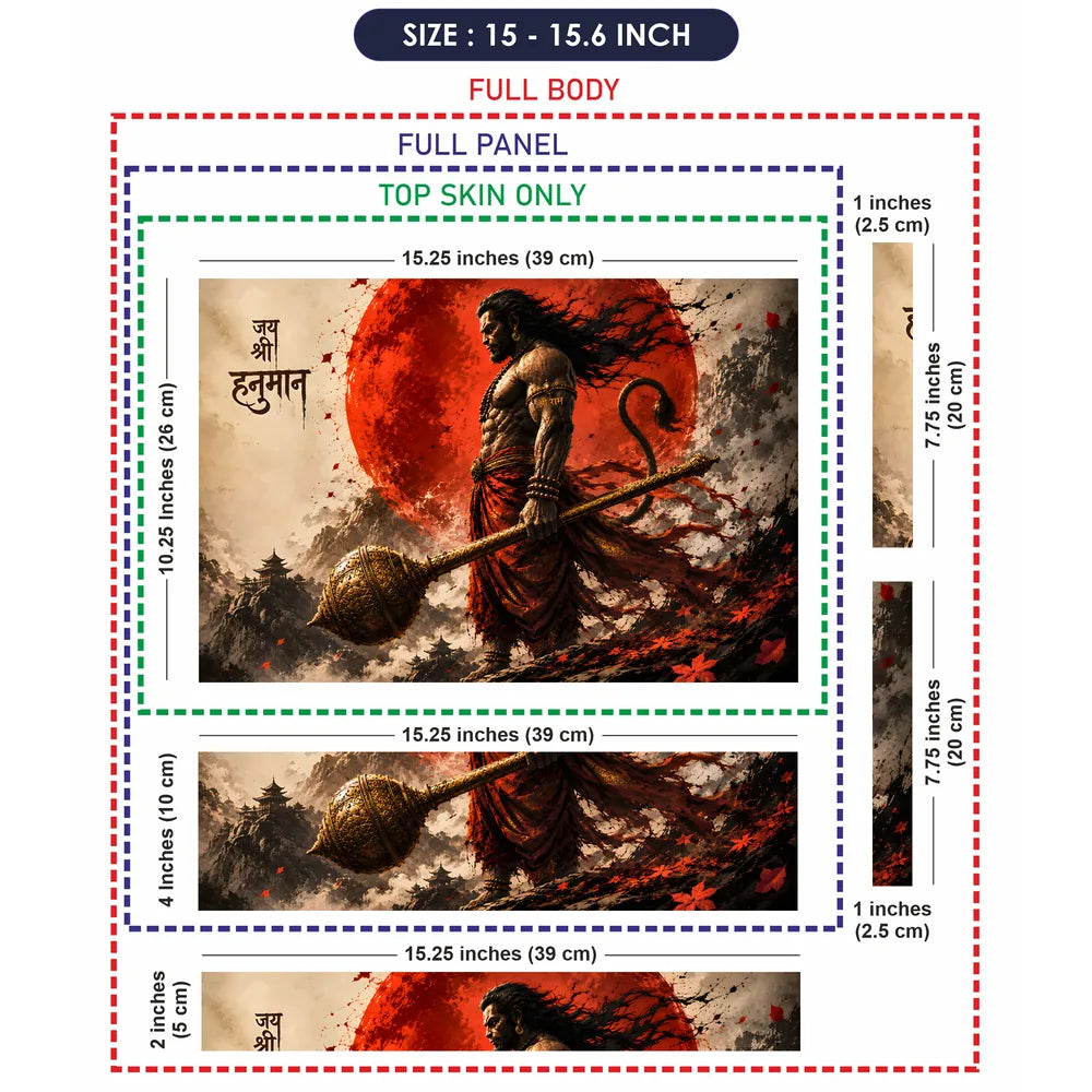 Hanuman Gada Red Sun Pagoda Laptop Skin - View 8