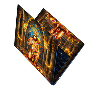 Hanuman Kneeling with Gada in Blue Arch Laptop Skin - View 2