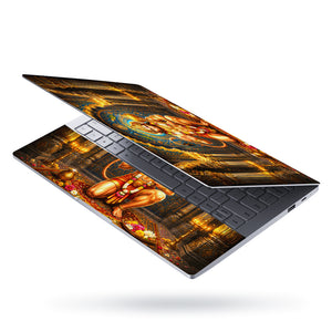 Hanuman Kneeling with Gada in Blue Arch Laptop Skin - View 3